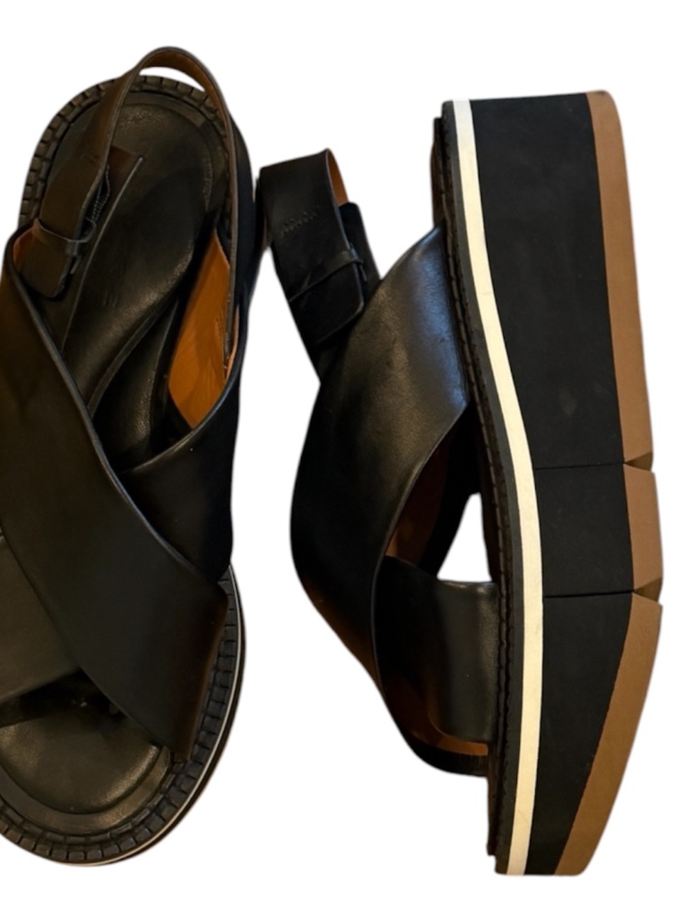 Worn Once Robert Clergerie Black platform sling back sandal $525 37 US 7 7.5
